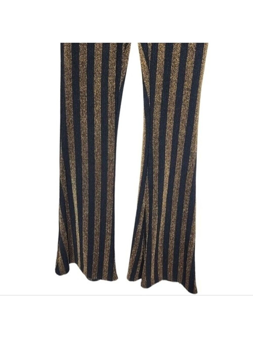 Fashion Nova Down And Counting Striped Gold & Black Strapless Jumpsuit XS - Picture 3 of 7
